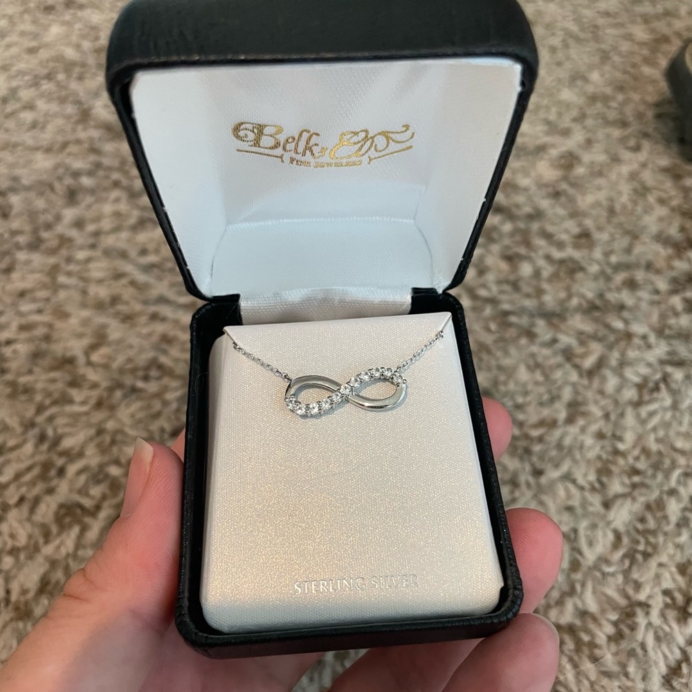 Belk Sterling Silver Infinity Necklace with Crystals